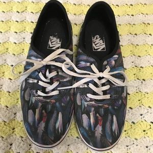 Vans lace up sneakers with feather print women’s 8